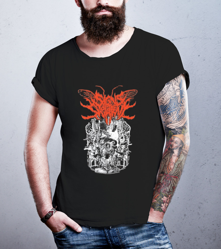 Signs Of The Swarm Skull Deathcore Metal Album Cover T-Shirt