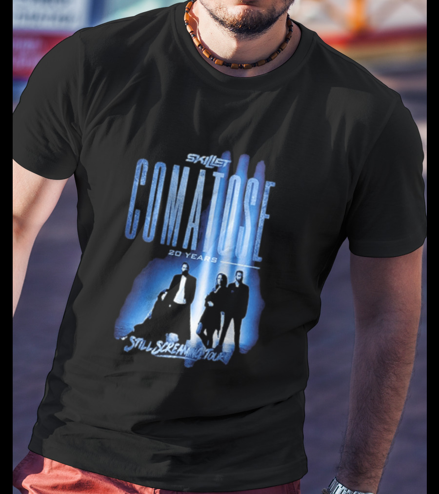 Skillet Comatose 20 Years Still Screaming Tour 2026 Band Silhouette Blue T-Shirt