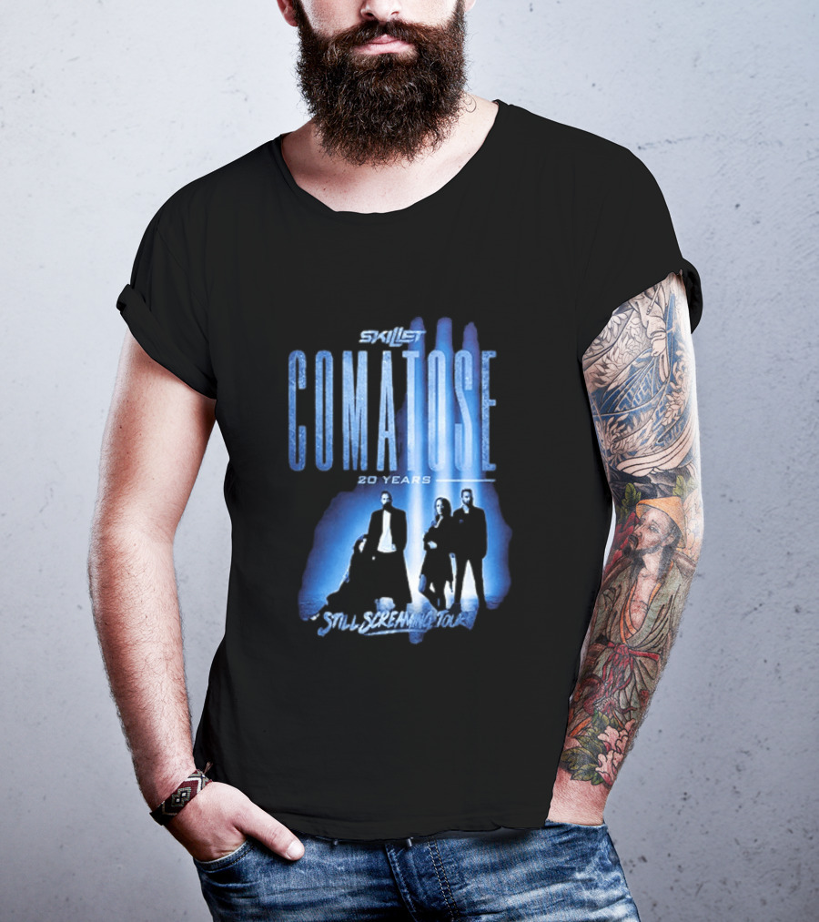 Skillet Comatose 20 Years Still Screaming Tour 2026 Band Silhouette Blue T-Shirt