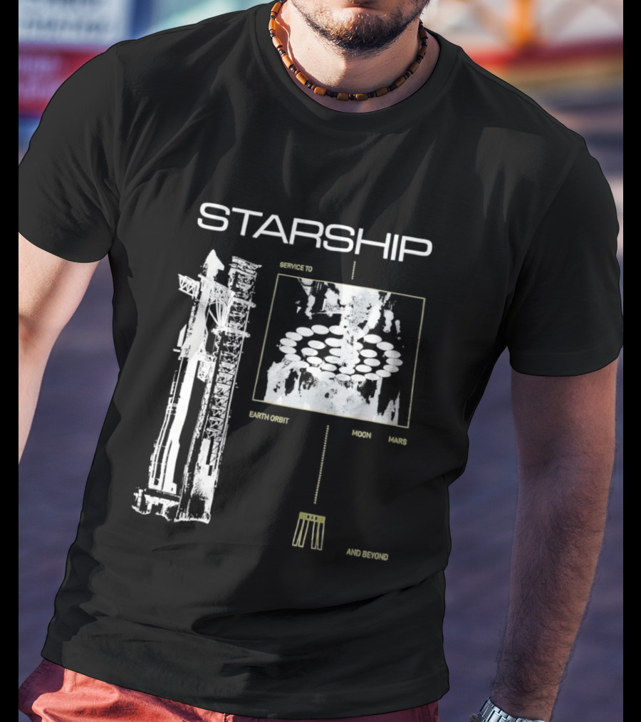 Starship Service Earth Orbit Moon Mars Beyond T-Shirt
