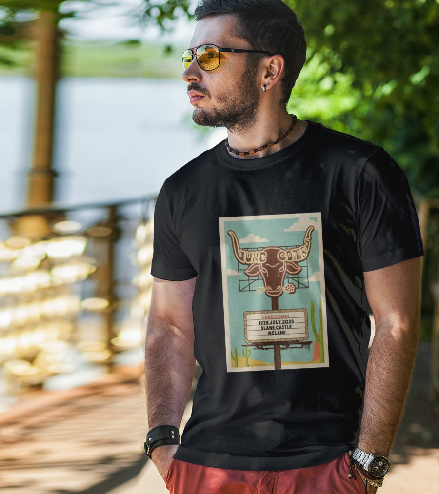 Luke Combs 19th July 2026 Slane Castle Ireland Bullhead Cactus Clouds T-Shirt