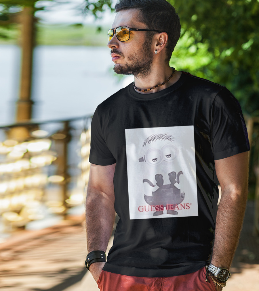 Minion Guess Jeans Despicable Me Goggle Wearing Cartoon T-Shirt