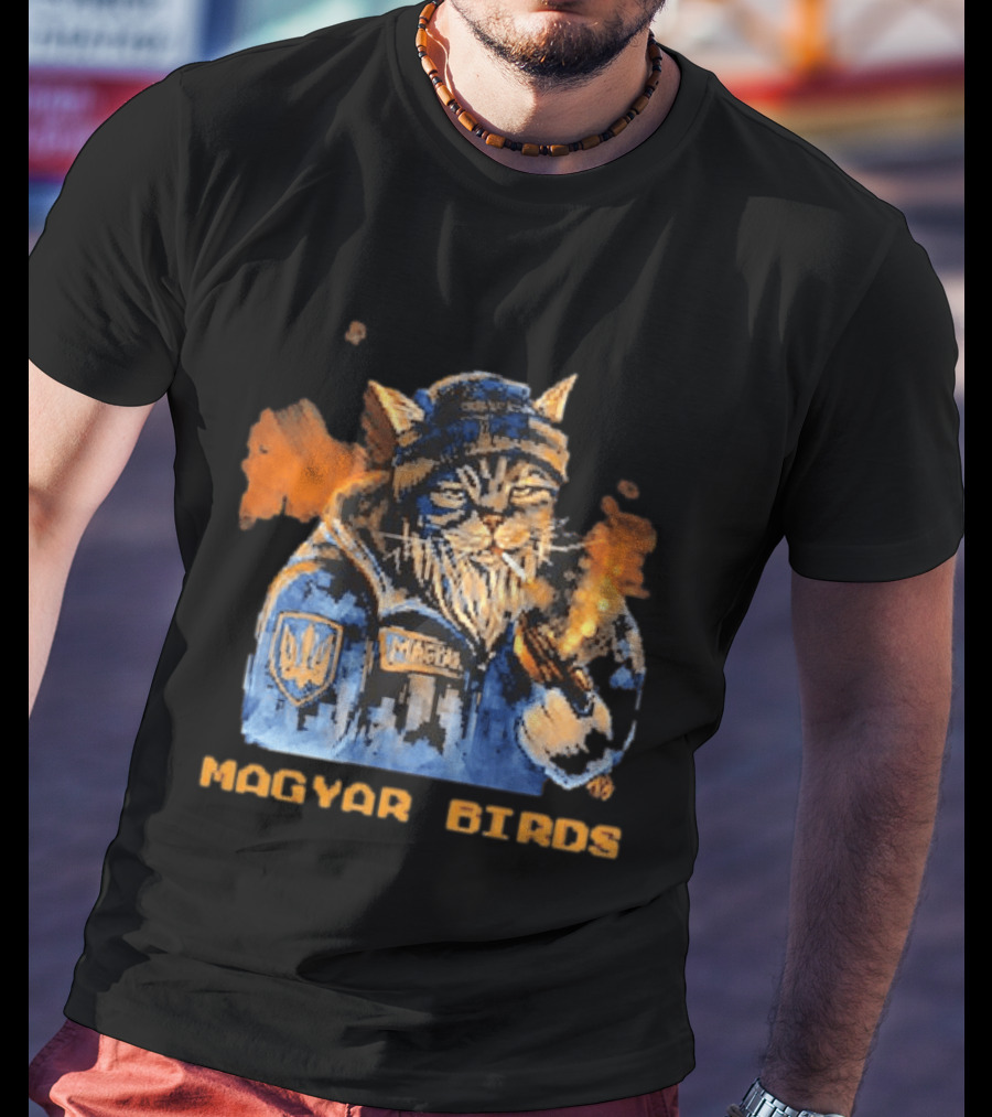 Magyar Birds Viking Cat Warrior Artillery T-Shirt