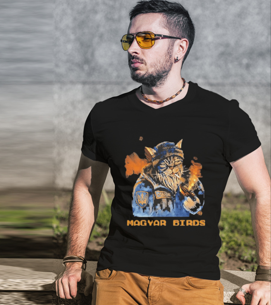 Magyar Birds Viking Cat Warrior Artillery T-Shirt