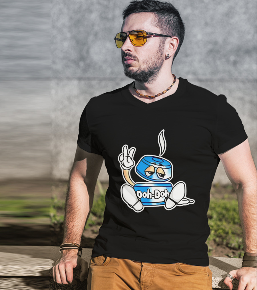Doh Doh Peace Sign Playful Cartoon Character In Relaxed Pose T-Shirt