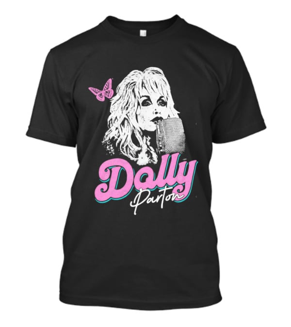 Dolly Parton Butterfly Pink Script T-Shirt