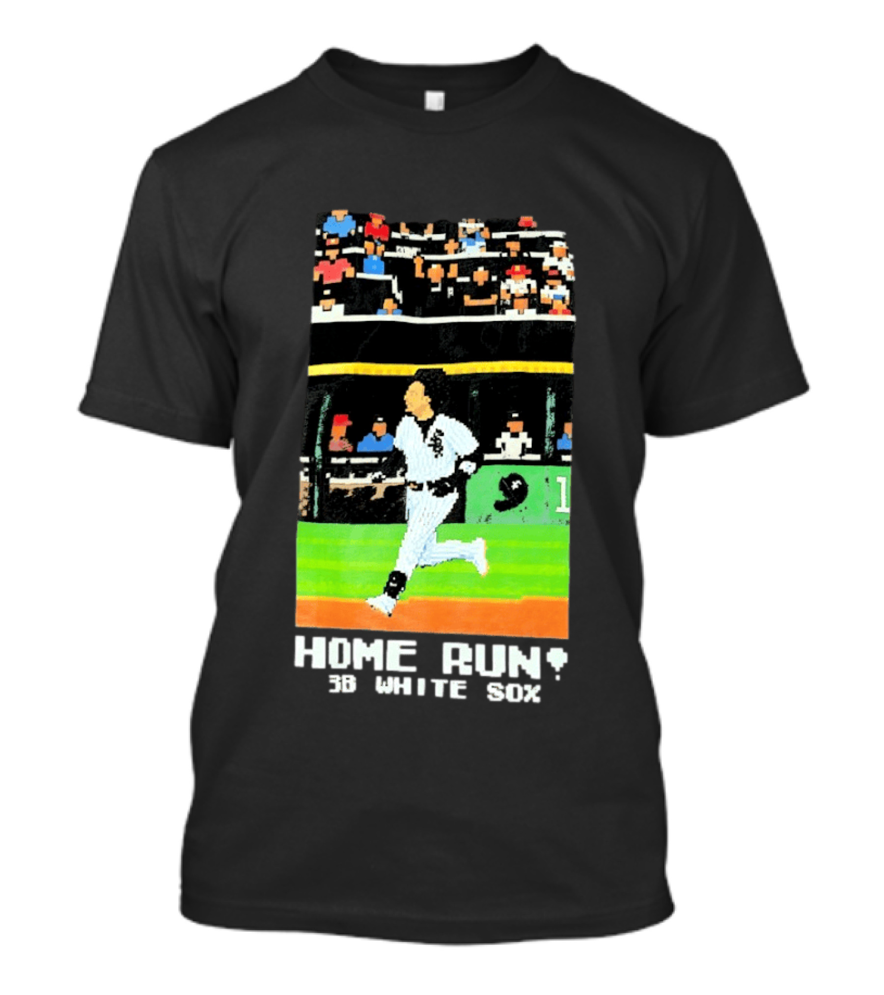 Home Run 3B White Sox Pixel Baseball T-Shirt