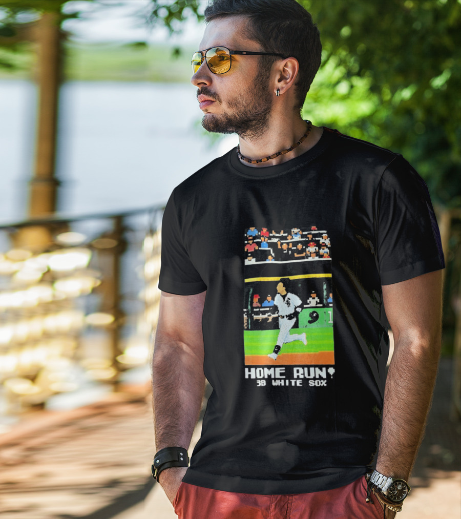Home Run 3B White Sox Pixel Baseball T-Shirt
