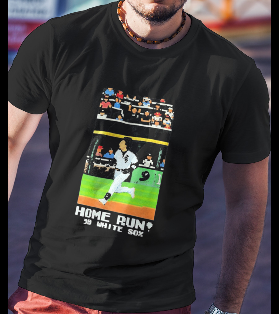 Home Run 3B White Sox Pixel Baseball T-Shirt