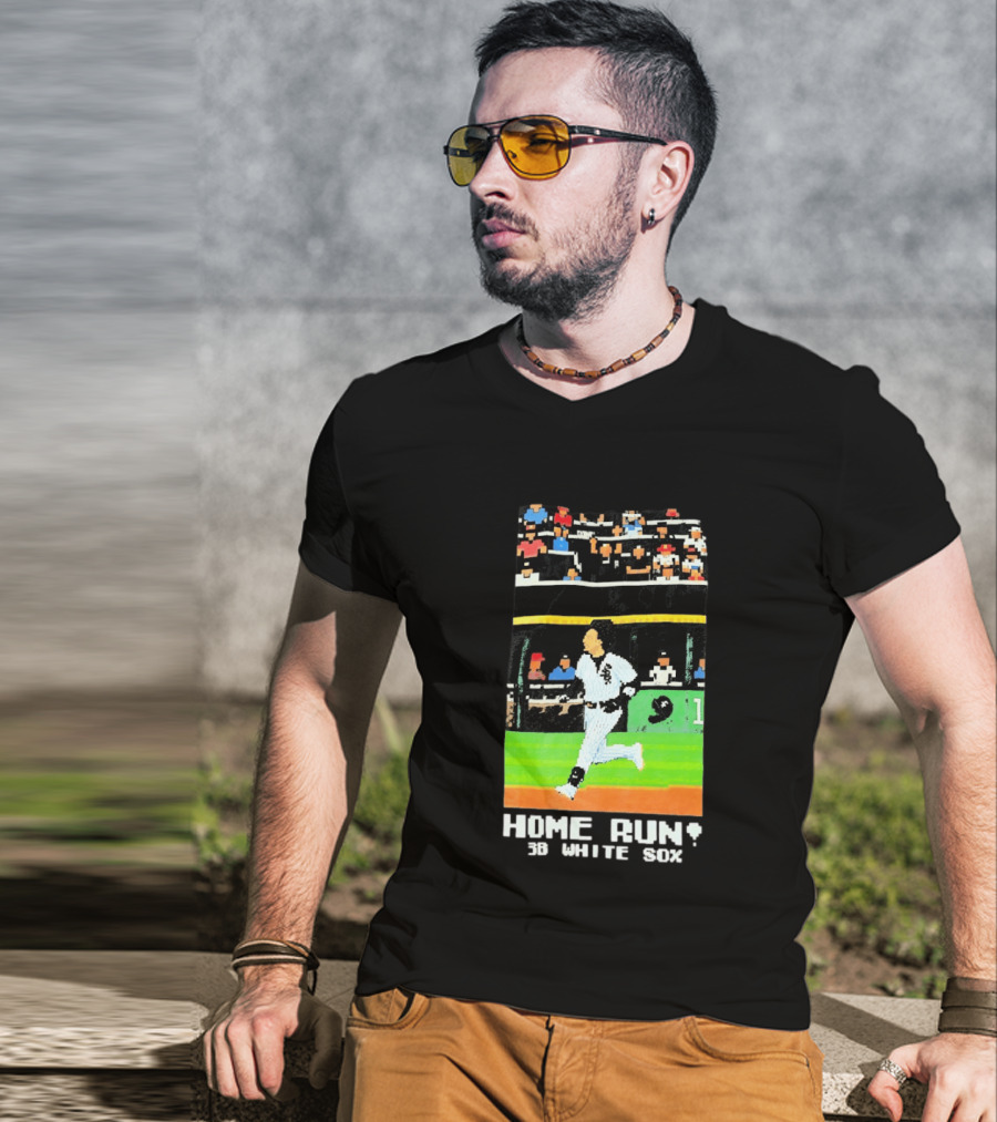 Home Run 3B White Sox Pixel Baseball T-Shirt