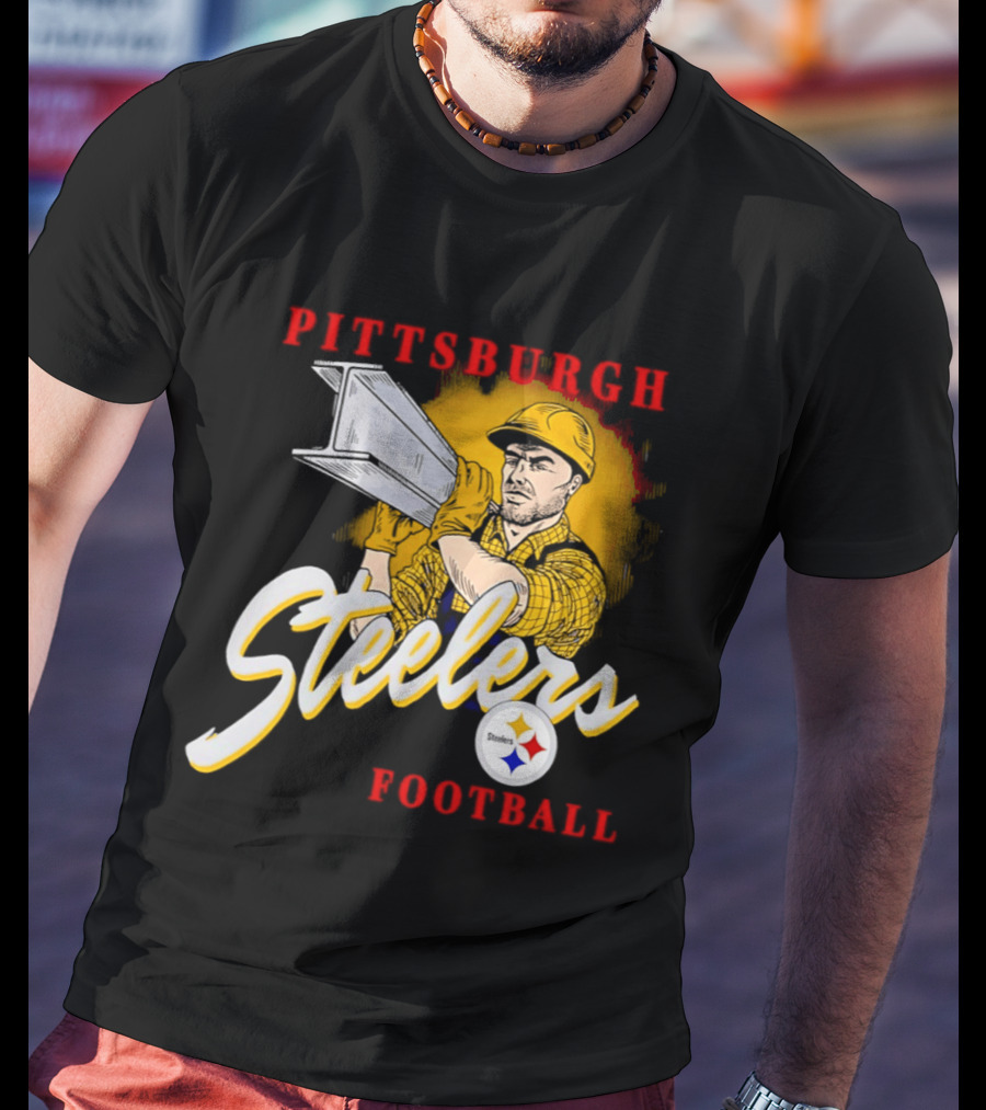 Pittsburgh Steelers Football Worker Steel Beam Icon With Team T-Shirt