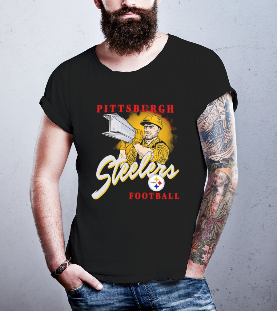 Pittsburgh Steelers Football Worker Steel Beam Icon With Team T-Shirt