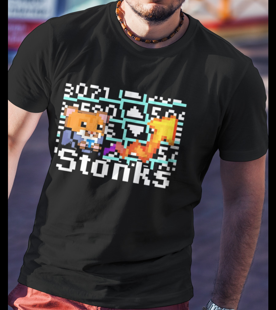 Pixel Hamster Stonks Meme Stock Trading 3071 T-Shirt