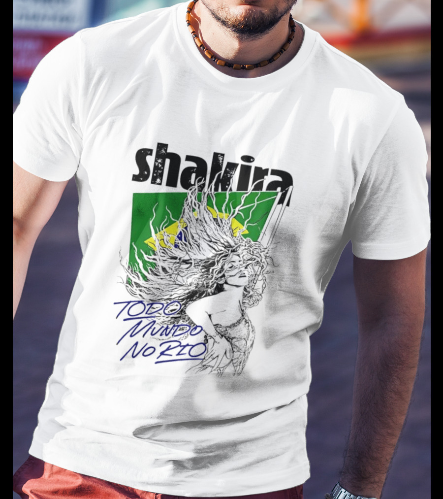 Shakira Todo Mundo No Rio Brazil Flag T-Shirt