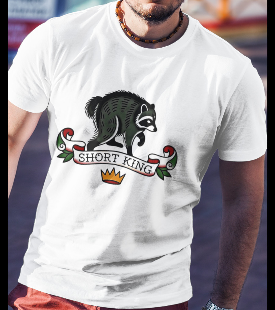 Short King Raccoon Traditional Tattoo T-Shirt