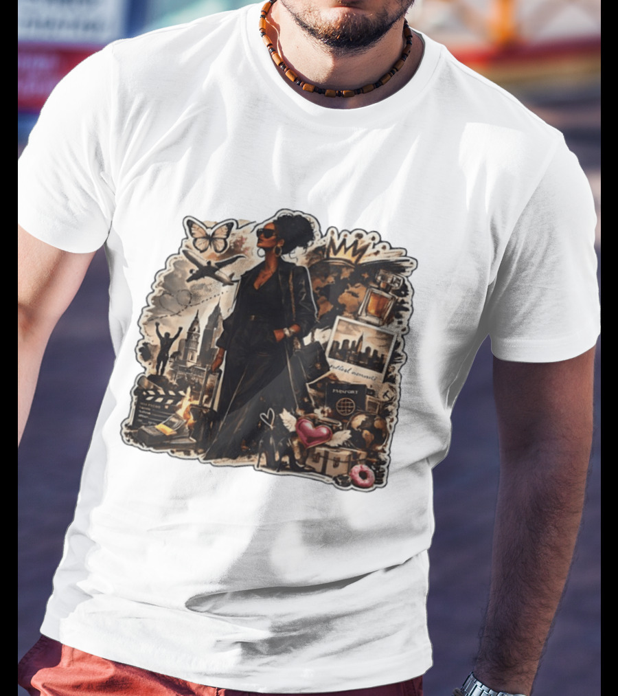 Stylish Woman Traveling With Passport Perfect Moments World Adventure T-Shirt