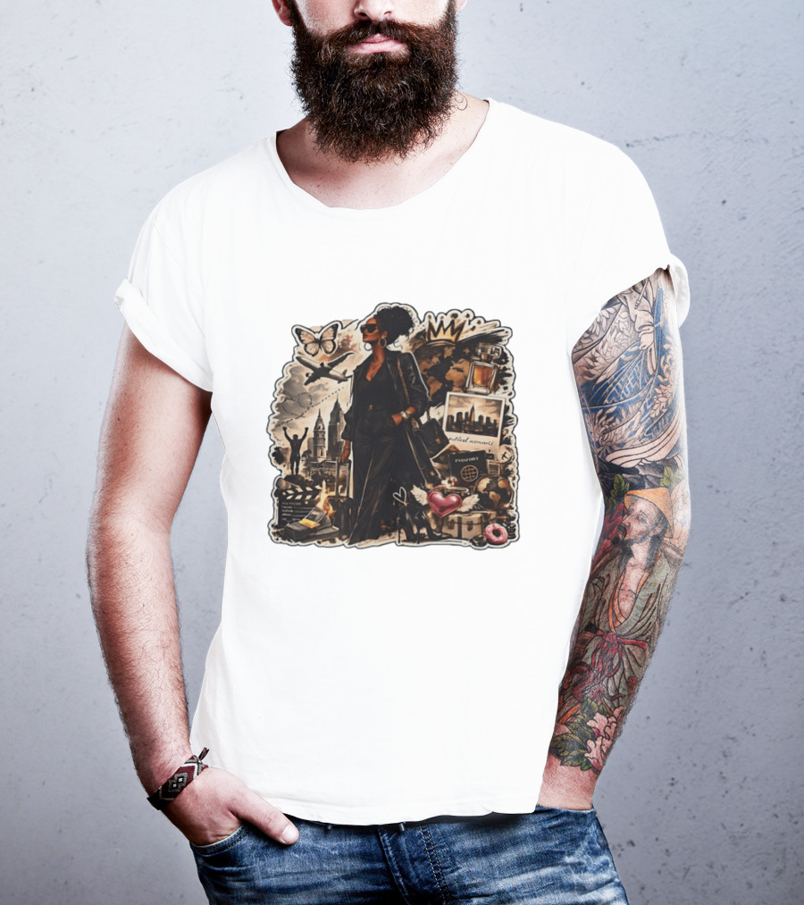 Stylish Woman Traveling With Passport Perfect Moments World Adventure T-Shirt