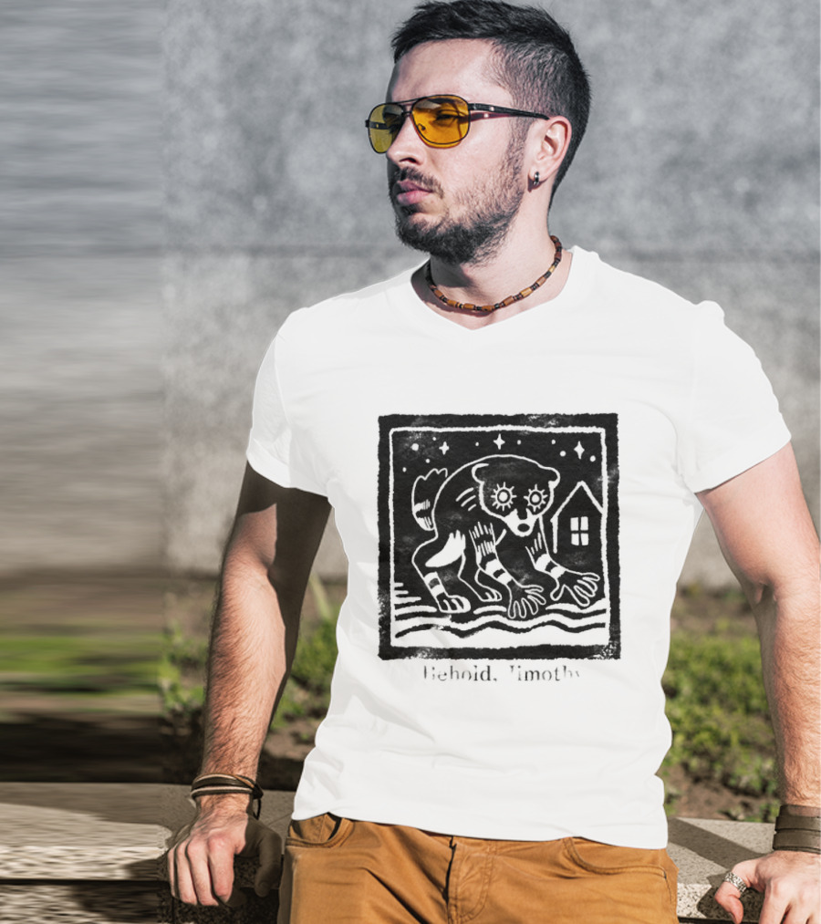 Behold Jimothy Raccoon Under Starry Night Sky T-Shirt