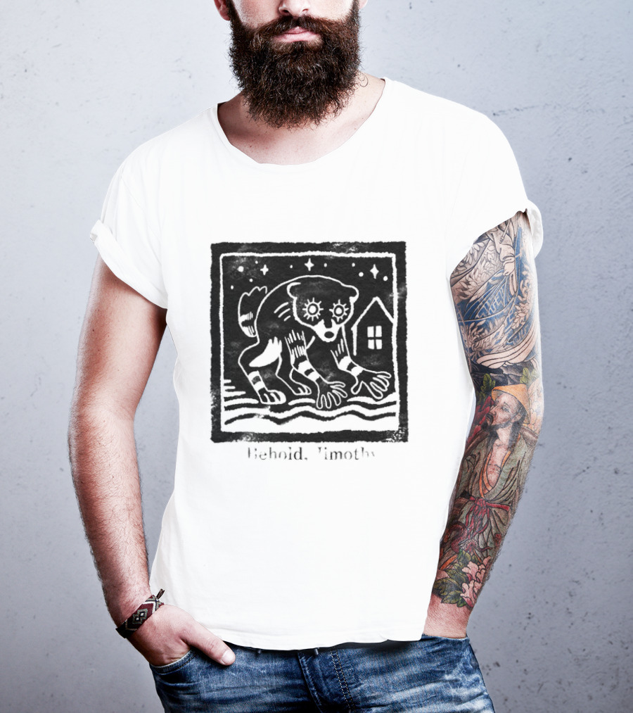 Behold Jimothy Raccoon Under Starry Night Sky T-Shirt