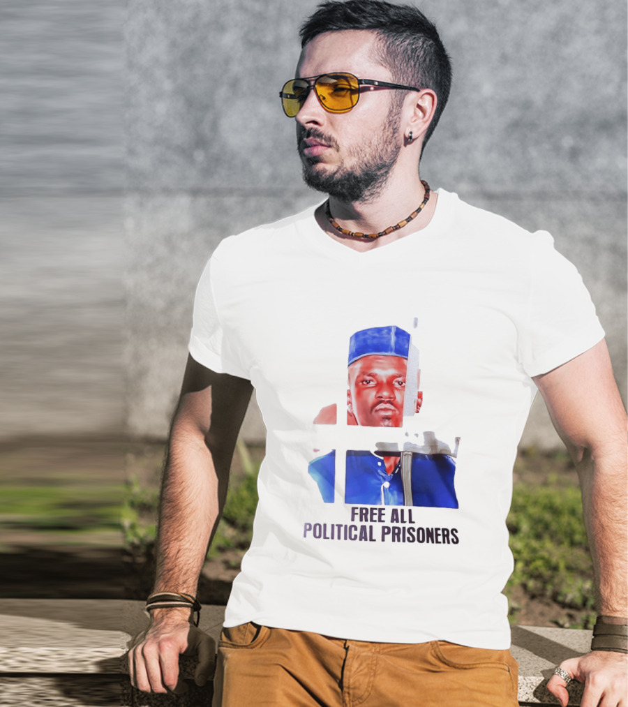 Free All Political Prisoners Protest Activism Painting Blue Beret T-Shirt