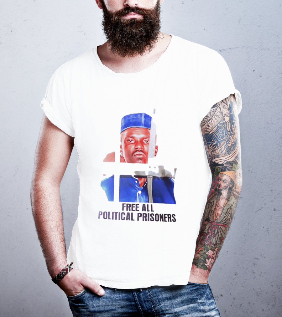 Free All Political Prisoners Protest Activism Painting Blue Beret T-Shirt