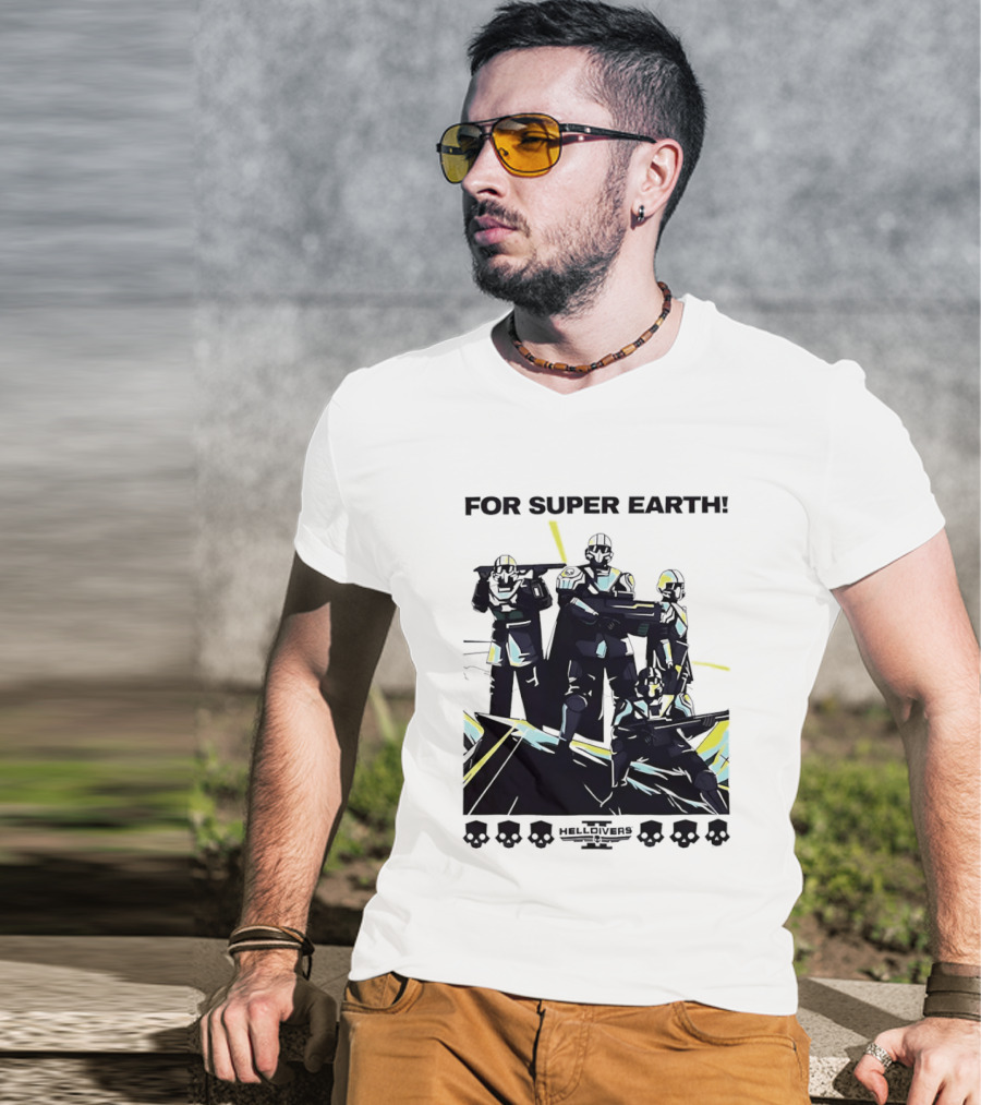 Helldivers II For Super Earth Video Game Soldiers T-Shirt