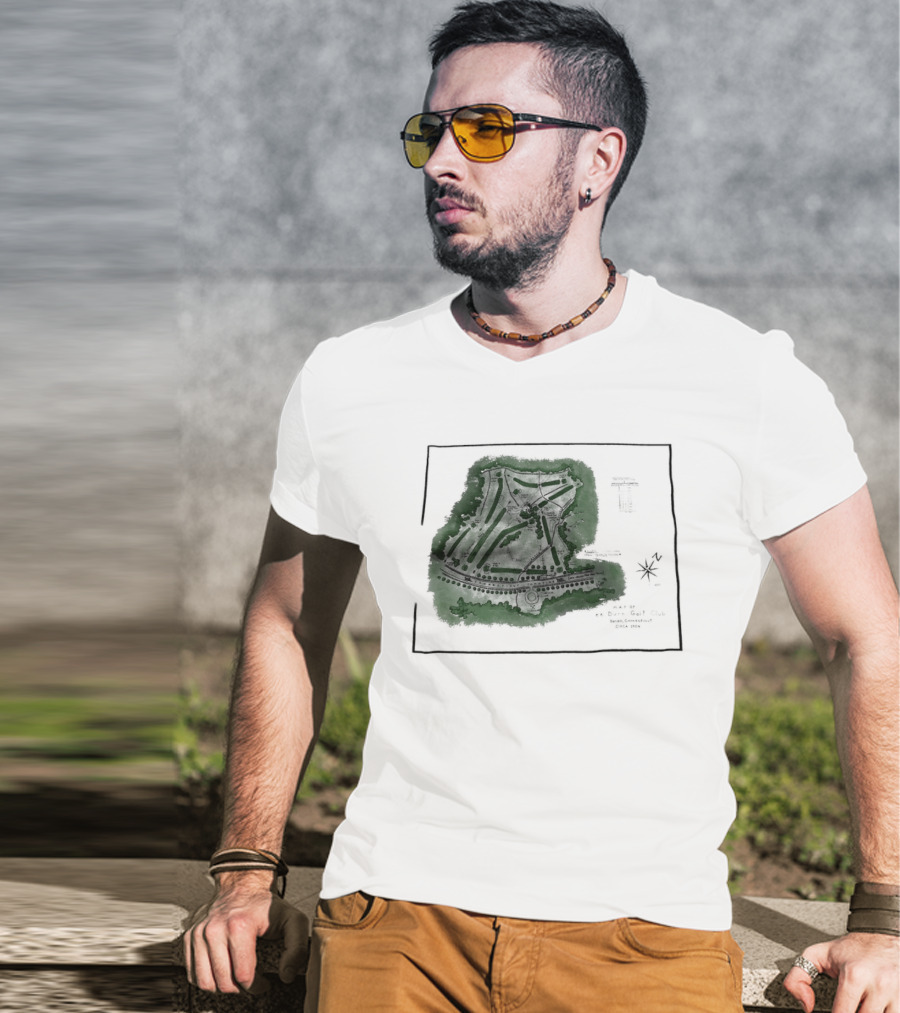 Wee Burn Golf Club Map Darien Connecticut 1904 Historic Course Drawing T-Shirt