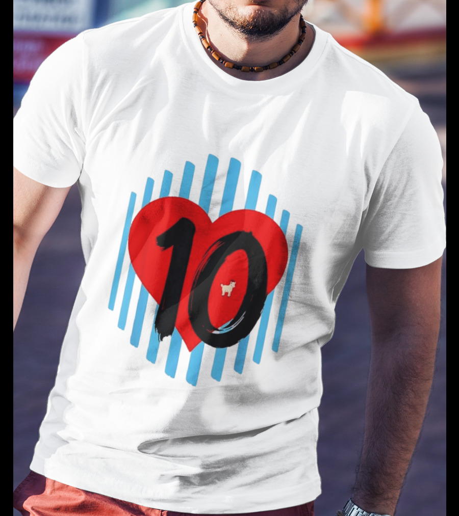 Messi Heart 10 Goat Greatest Of All Time T-Shirt