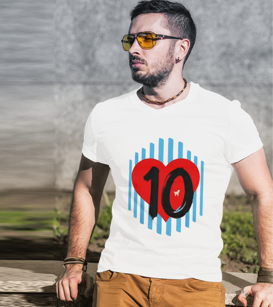Messi Heart 10 Goat Greatest Of All Time T-Shirt