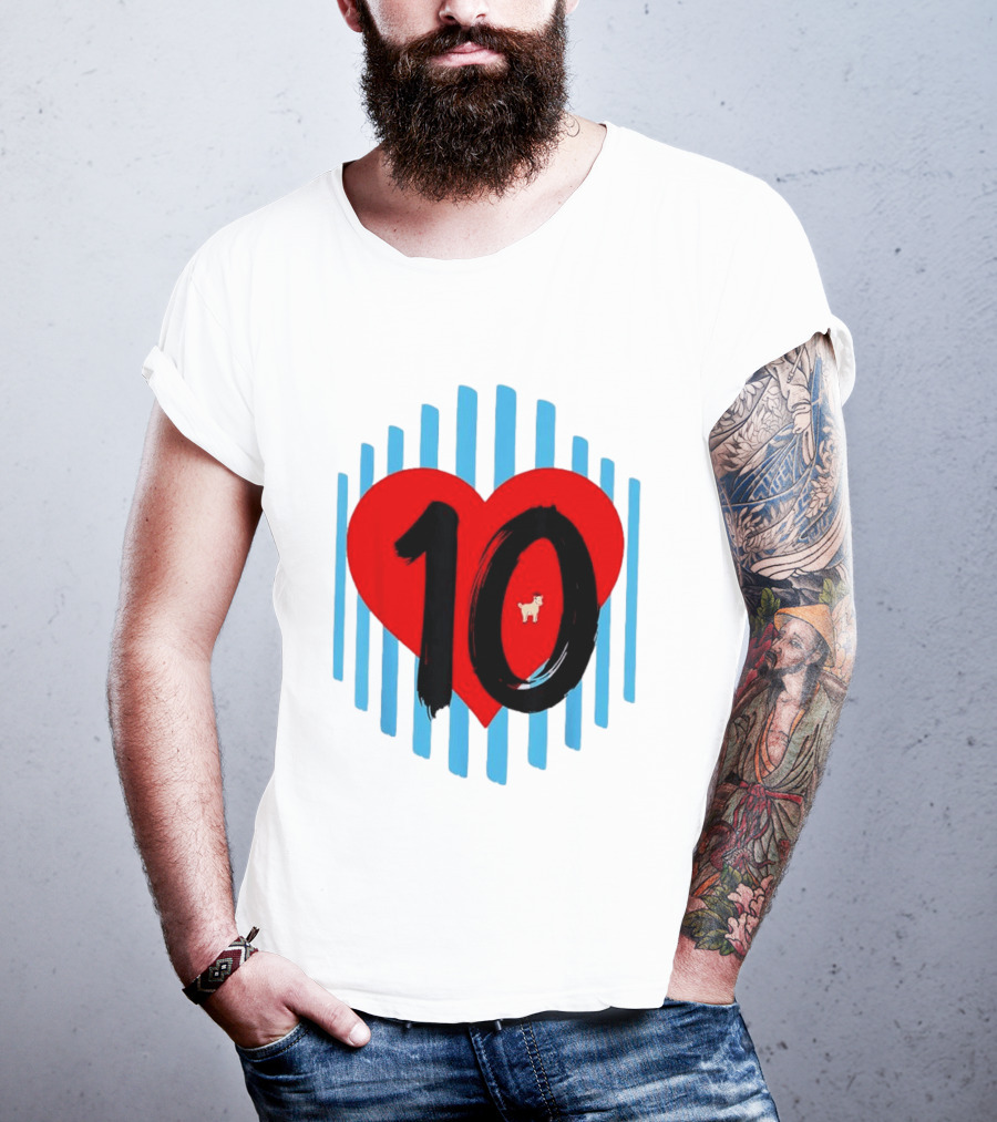 Messi Heart 10 Goat Greatest Of All Time T-Shirt