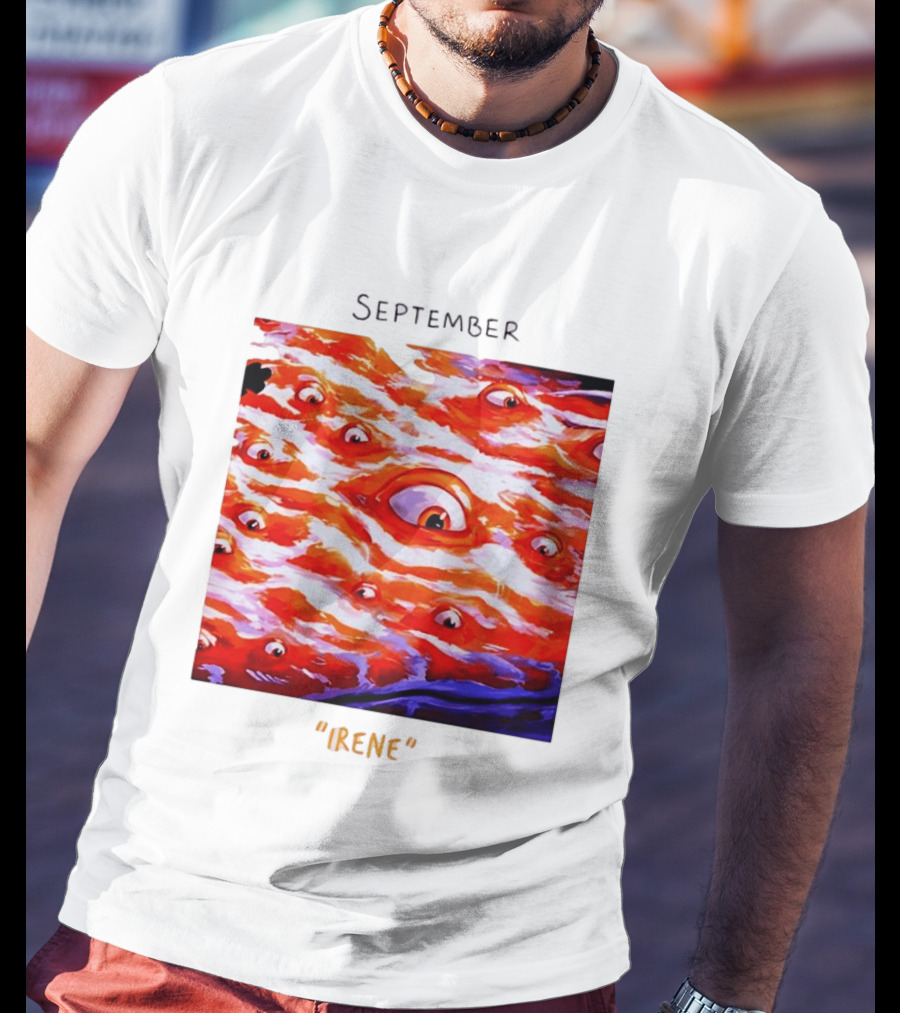September Irene Surreal Eye Red Waves With Multiple Eyes T-Shirt