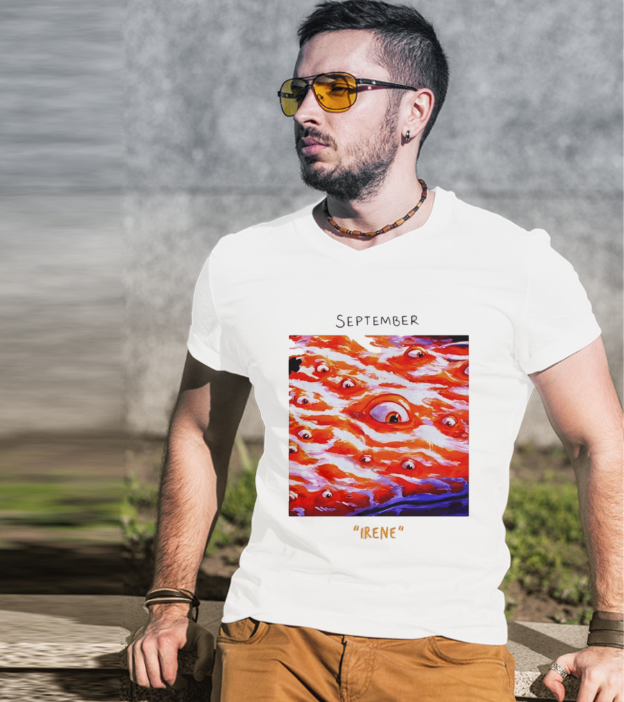 September Irene Surreal Eye Red Waves With Multiple Eyes T-Shirt