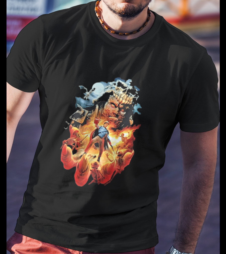 Army Of Darkness Who Wants Some Epic Movie Artwork Battle Scene T-Shirt