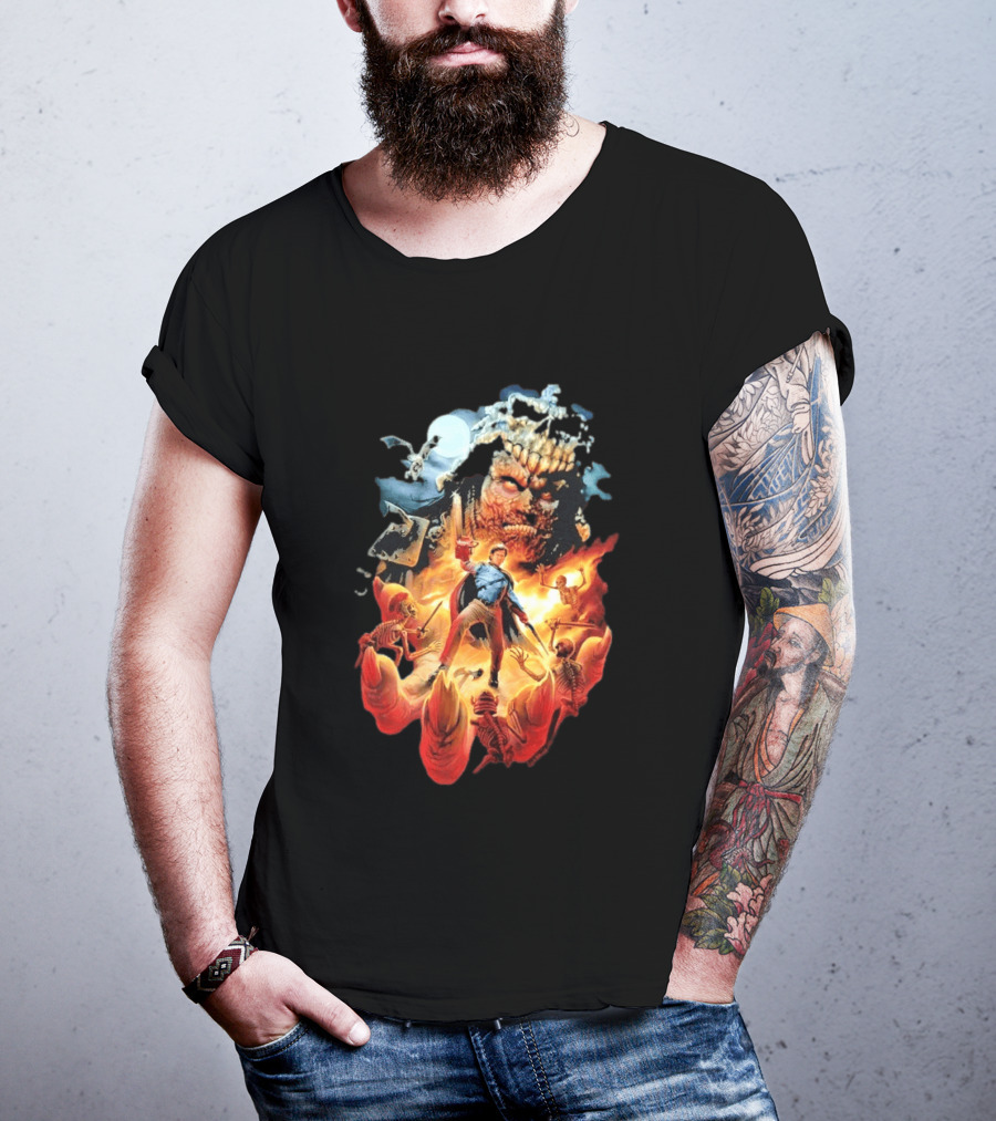 Army Of Darkness Who Wants Some Epic Movie Artwork Battle Scene T-Shirt
