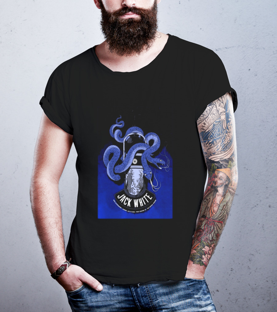 Jack White Tour Port Chester NY Jul 19 2026 Blue Snake Microphone T-Shirt