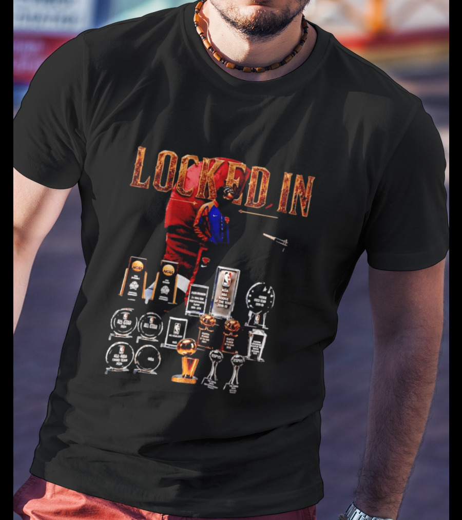LOCKED IN Jalen Brunson NBA Rookie Of The Year Trophies Awards T-Shirt