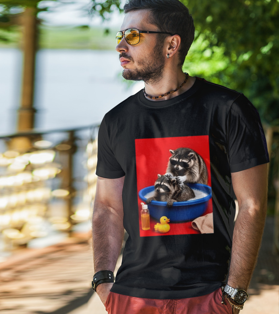 Jimothy Raccoon Viral Trash Panda Bubble Bath Glasses T-Shirt