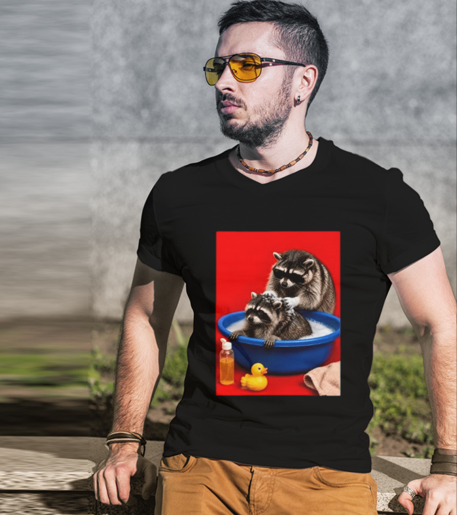 Jimothy Raccoon Viral Trash Panda Bubble Bath Glasses T-Shirt