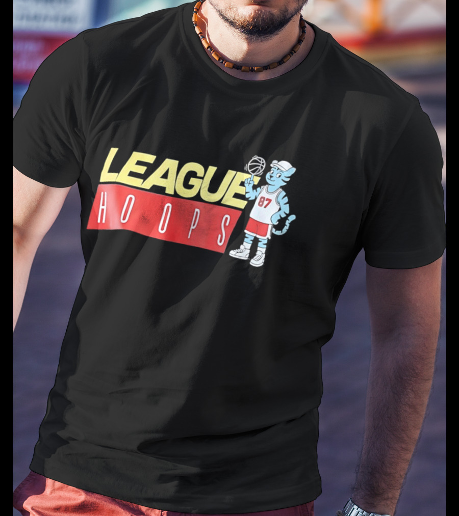 League Hoops Tiger 87 Basketball Cartoon T-Shirt