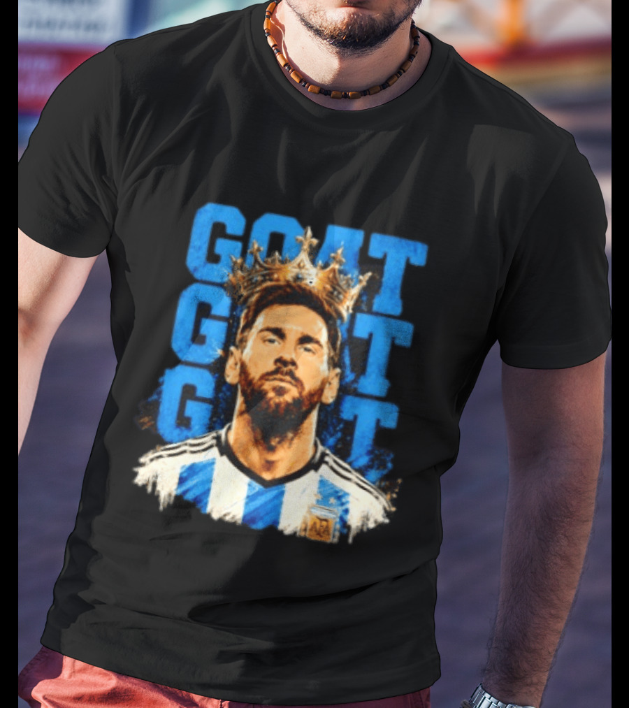 Lionel Messi GOAT Crown Argentina Football Team T-Shirt