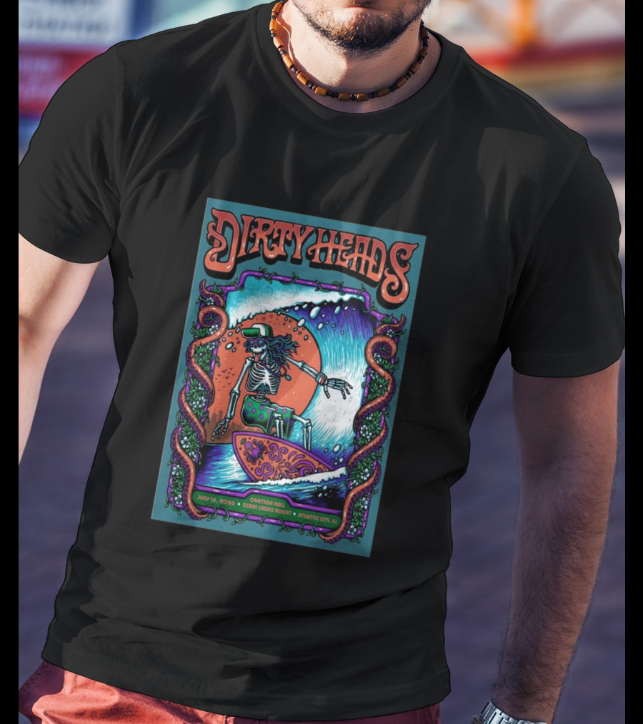 Dirty Heads Skeleton Surfing July 18 2026 Ocean Casino Resort Atlantic City NJ T-Shirt