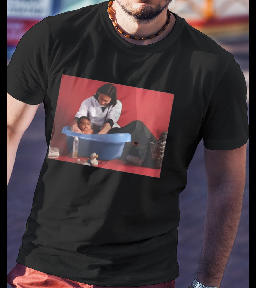 Messi Bathing Baby Lamine Yamal In Blue Tub T-Shirt