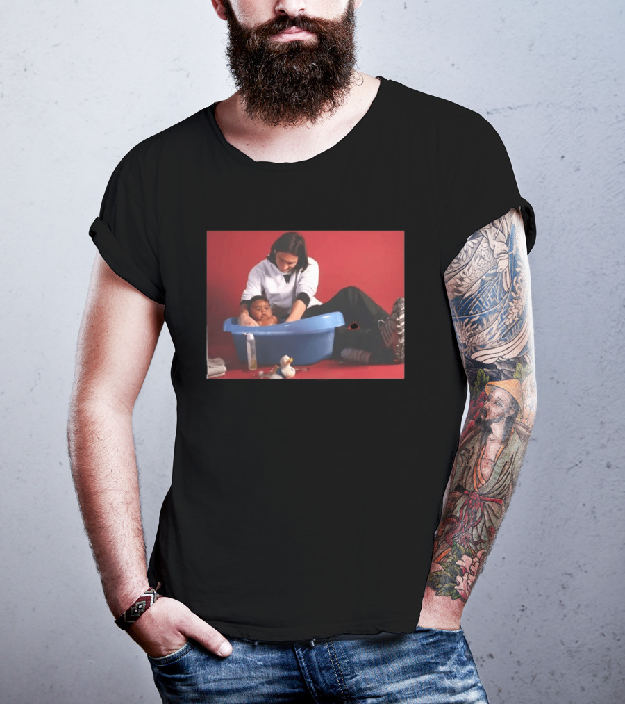 Messi Bathing Baby Lamine Yamal In Blue Tub T-Shirt