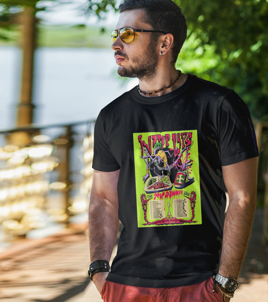 Wine Lips TV Dinner Tour 2026 Canada USA Neon Zombie Concert T-Shirt
