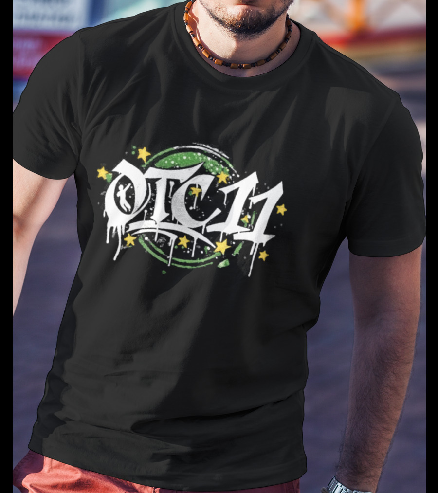 OTC11 Graffiti Urban Drip Stars Green And Yellow T-Shirt