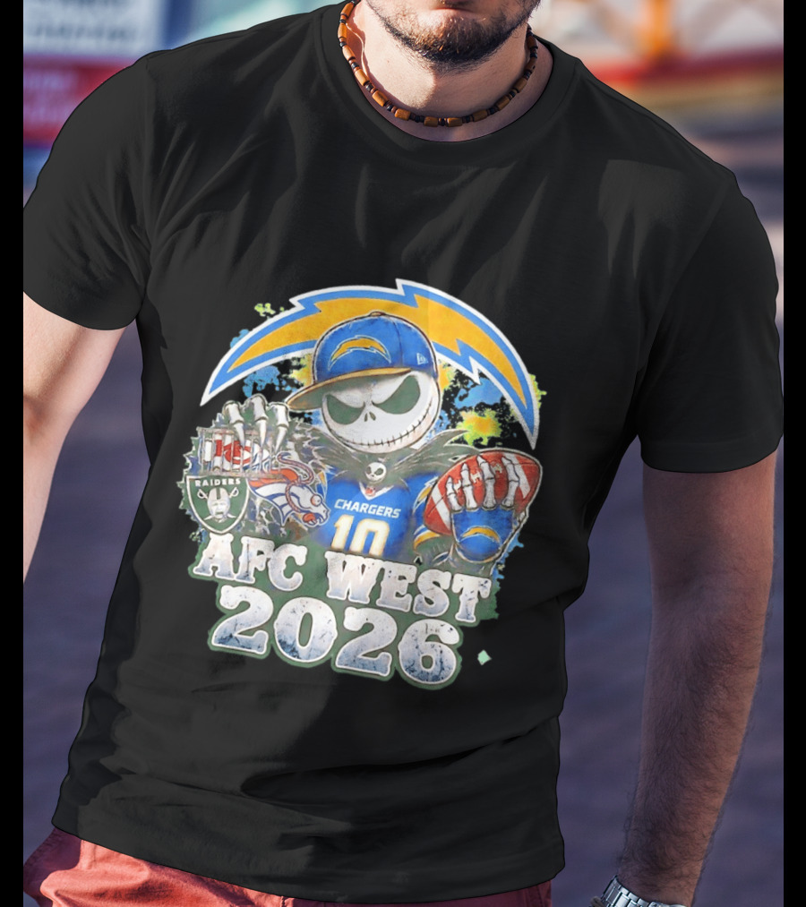 Los Angeles Chargers Jack Skellington Raiders Broncos AFC West 2026 T-Shirt