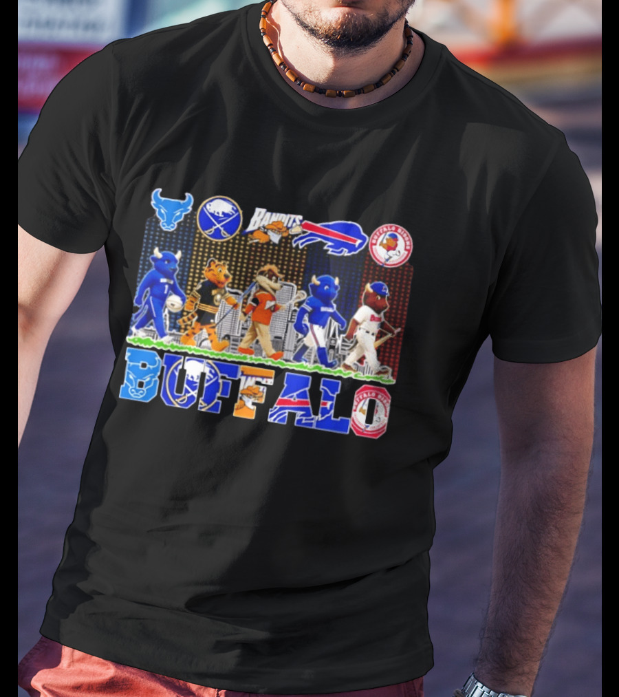 Buffalo Sports Mascots Abbey Road Skyline 2026 T-Shirt
