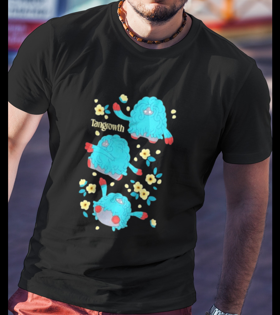 Tangrowth Pokémon Floral Grass Type Yellow Flowers And Blue Vines T-Shirt