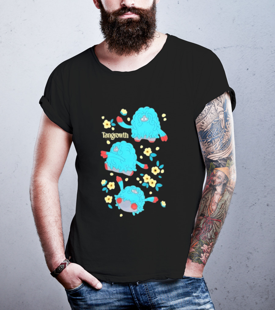 Tangrowth Pokémon Floral Grass Type Yellow Flowers And Blue Vines T-Shirt