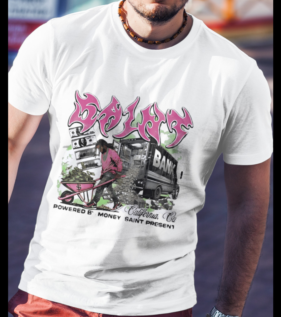Saint Bank California Co Powered By Money Saint Present T-Shirt